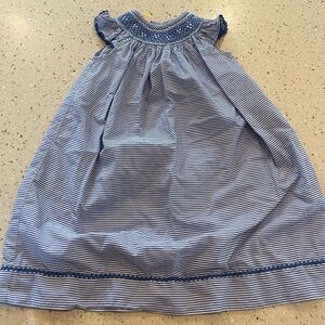 Blue Striped Smocked Dress